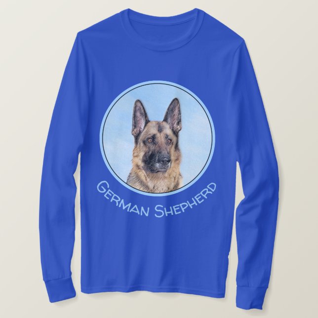 German Shepherd Painting - Cute Original Dog Art T-Shirt (Design Front)