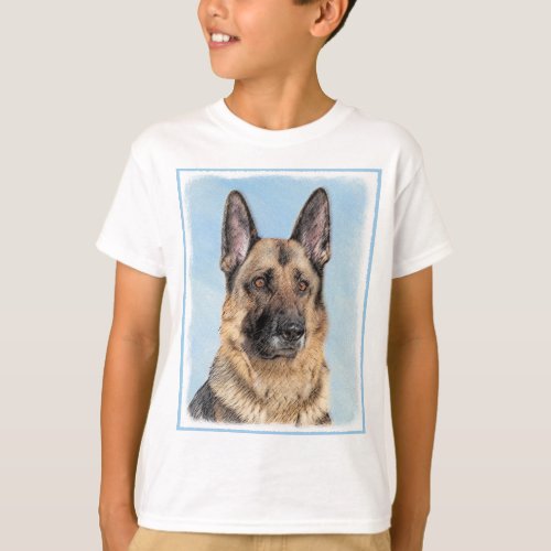 German Shepherd Painting _ Cute Original Dog Art T_Shirt