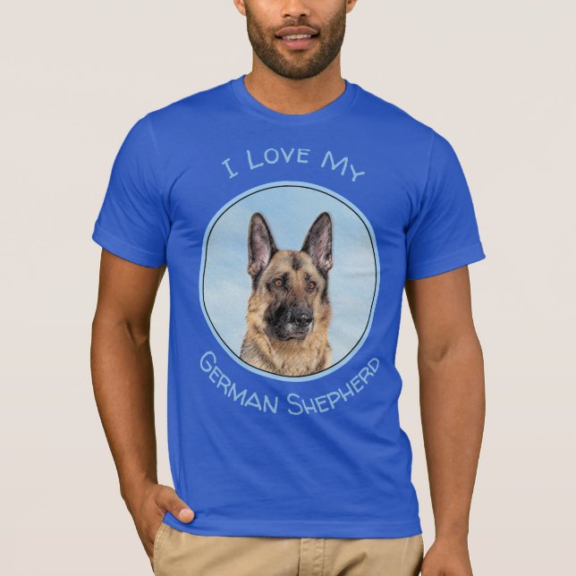 German Shepherd Painting - Cute Original Dog Art T-Shirt (Front)