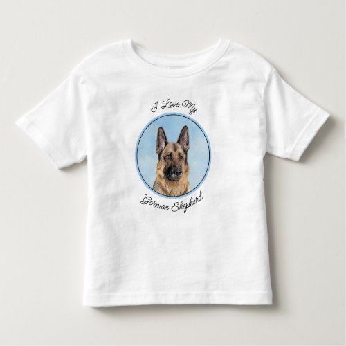German Shepherd Painting _ Cute Original Dog Art Toddler T_shirt