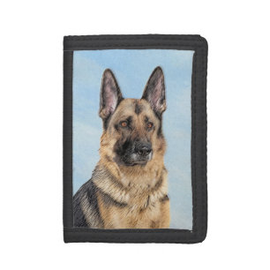 German Shepherd Painting - Cute Original Dog Art Tri-fold Wallet