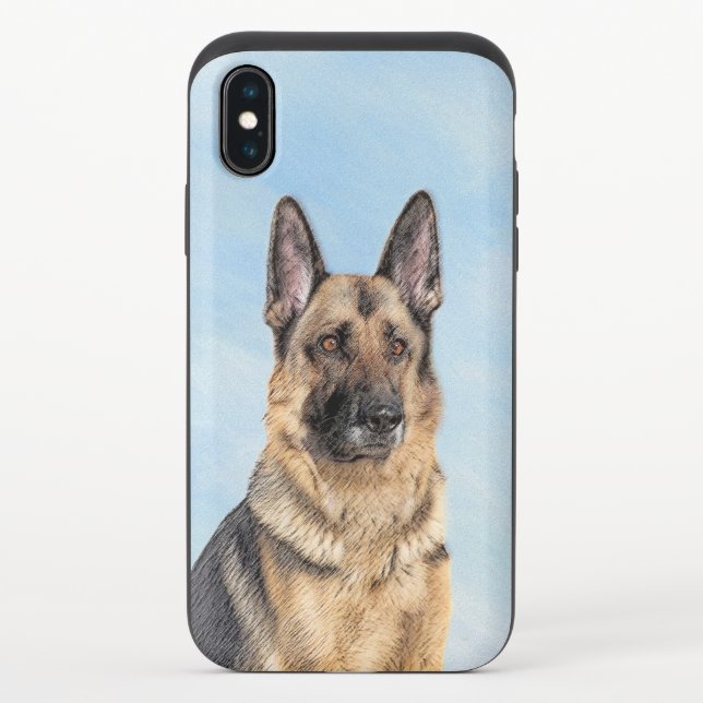 German Shepherd Painting - Cute Original Dog Art Uncommon iPhone Case (Back)