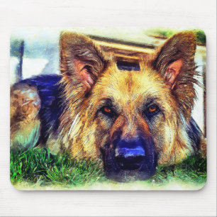 German Shepherd Painting Mouse Pad