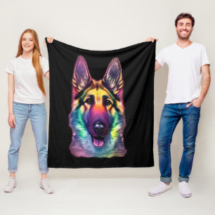 German Shepherd Painting Pretty Pastels Fleece Blanket