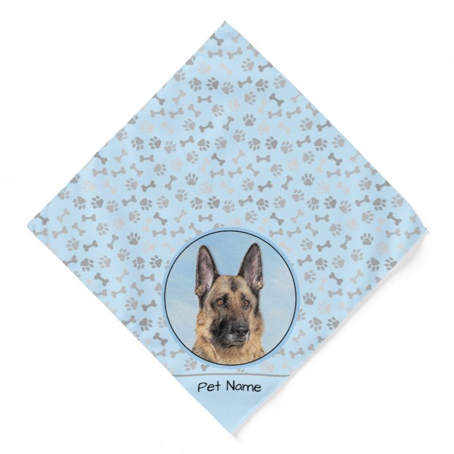 German Shepherd Painting Tan Cute Original Dog Art Bandana (Front)