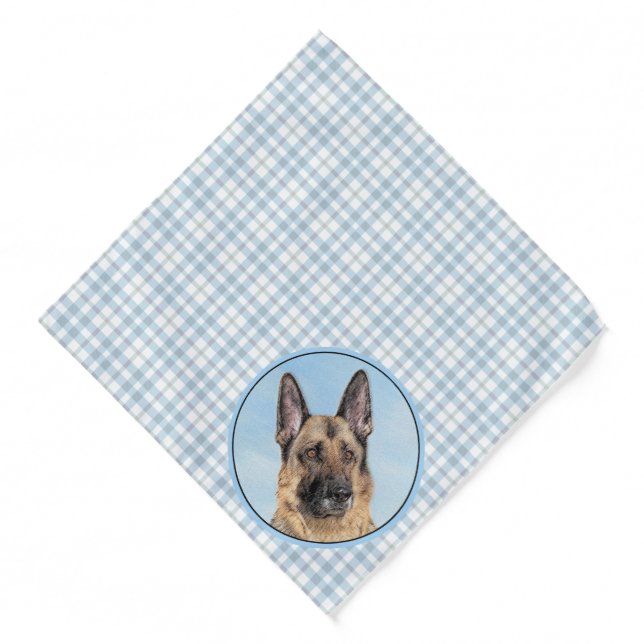 German Shepherd Painting Tan Cute Original Dog Art Bandana (Front)