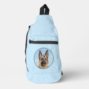 German Shepherd Painting Tan Cute Original Dog Art Sling Bag