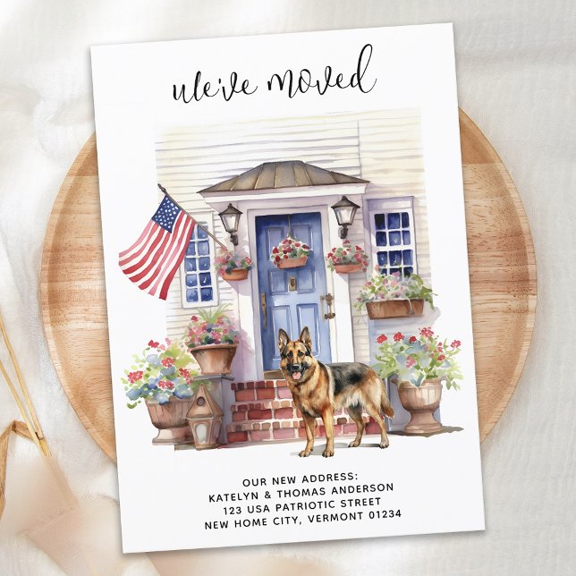 German Shepherd Patriotic Personalized Dog Moving Announcement (Creator Uploaded)