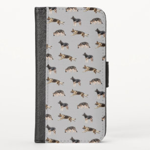 German Shepherd Pattern (Grey) iPhone X Wallet Case