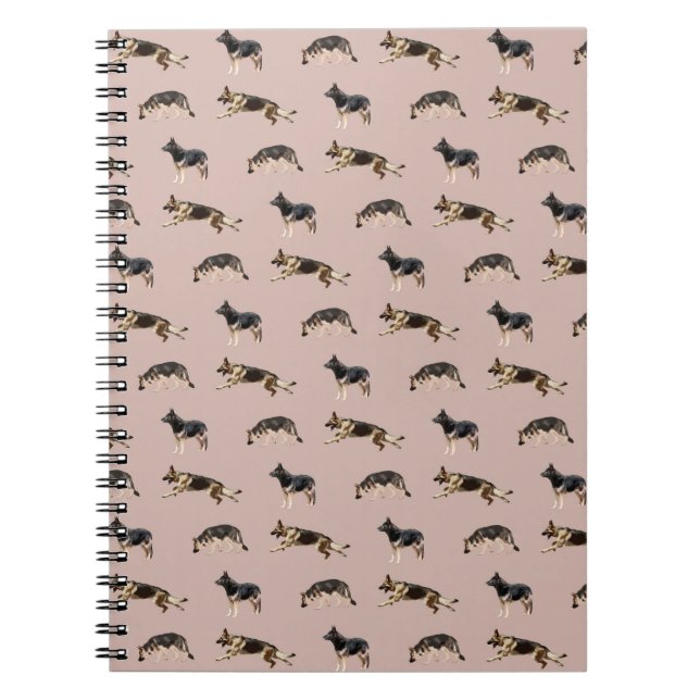 German Shepherd Pattern (Pink) Notebook (Front)