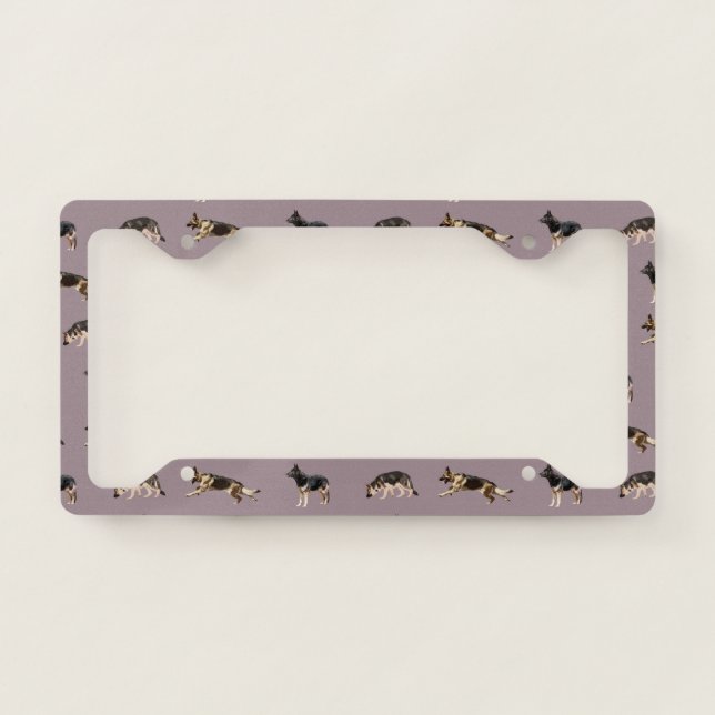 German Shepherd Pattern (Purple) License Plate Frame (Front)