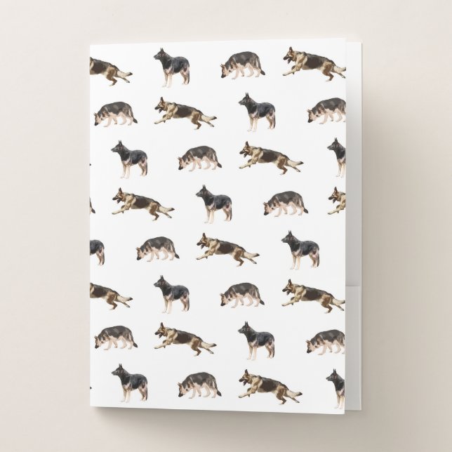 German Shepherd Pattern (White) Pocket Folder (Front)