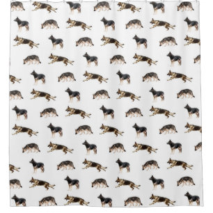 German Shepherd Pattern (White) Shower Curtain