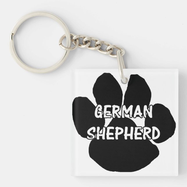 german shepherd paw name.png keychain (Front)