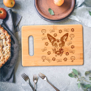 German Shepherd Paws Treats Family Name Monogram Engraved Cutting Board