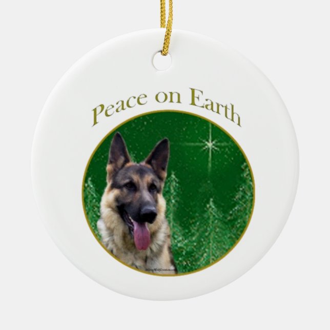 German Shepherd Peace  Ceramic Ornament (Front)