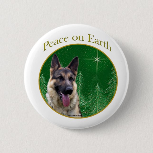 German Shepherd Peace Pinback Button (Front)
