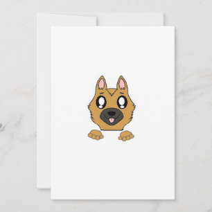 german shepherd peeking cartoon invitation