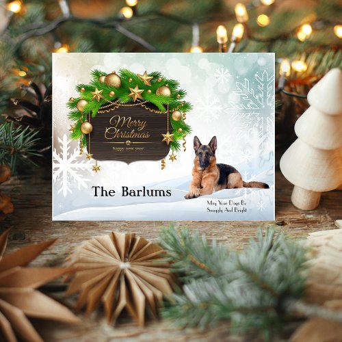 German Shepherd Personalized Christmas Greeting Holiday Postcard