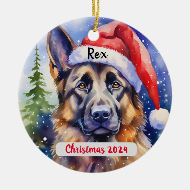 German Shepherd Personalized Christmas Ornament (Front)