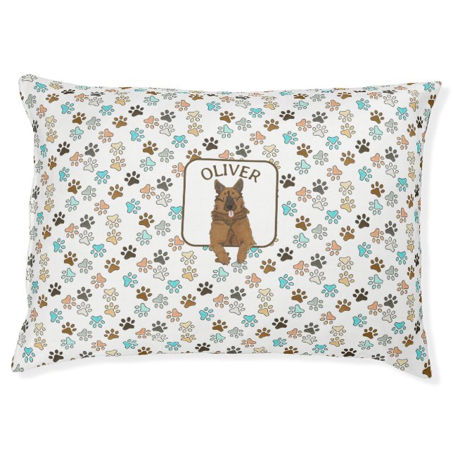 German Shepherd Personalized Illustrated Dog Pet Bed (Front)