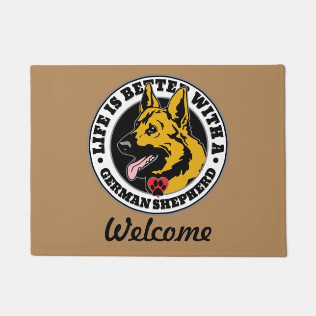German Shepherd Personalized Life Is Better Doormat (Front)