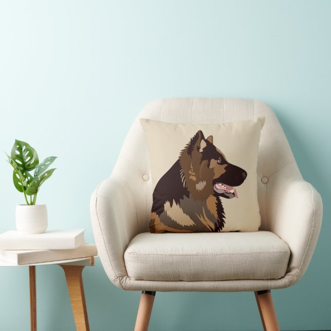German Shepherd | Pet Alsatian Dog Throw Pillow (Chair)