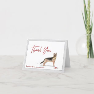 German Shepherd Pet Dog Personalize Bone Ribbon Thank You Card
