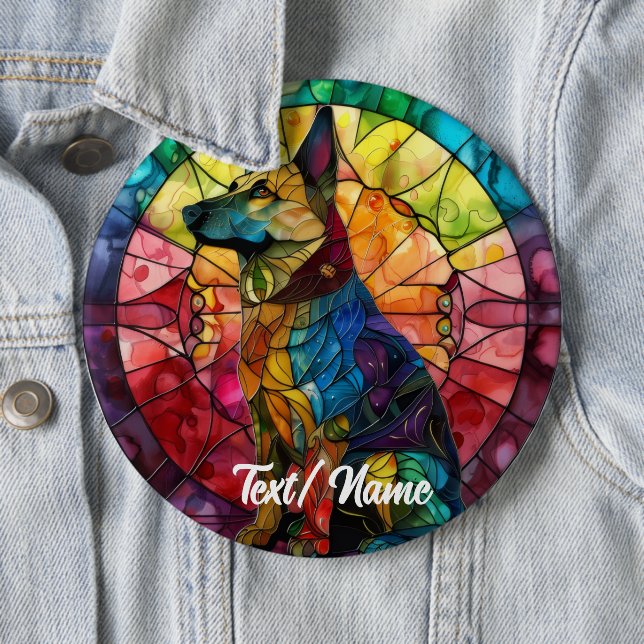German Shepherd Pet Dog Stain Glass Design Pin  (In Situ)