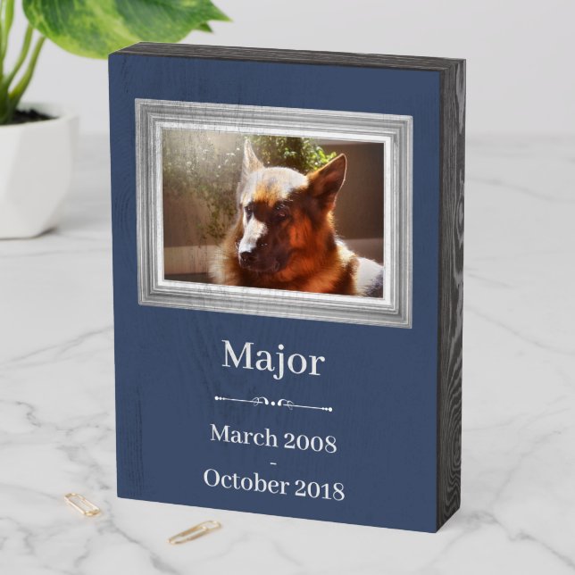 German Shepherd Pet Memorial With Your Photo Wooden Box Sign (In Situ Vertical)