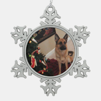 German Shepherd Pewter Snowflake Ornament