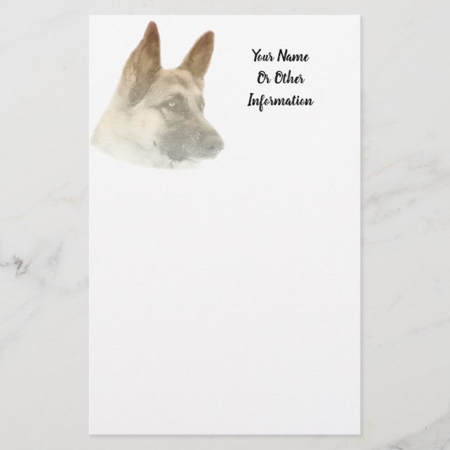German Shepherd Photo Personalized Stationery (Front)