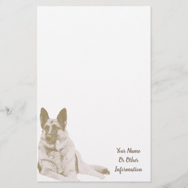 German Shepherd Photo Personalized Stationery (Front)