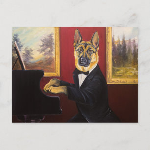 German Shepherd Piano Waltz Postcard