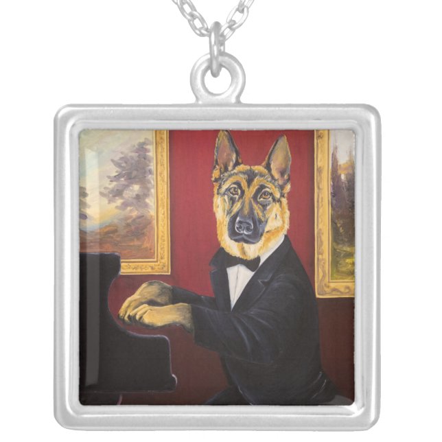 German Shepherd | Piano Waltz Silver Plated Necklace (Front)