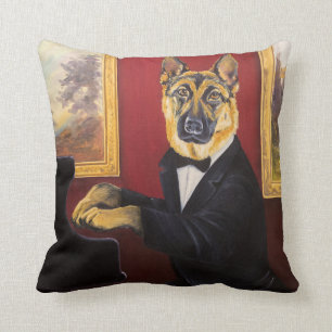 German Shepherd Piano Waltz Throw Pillow