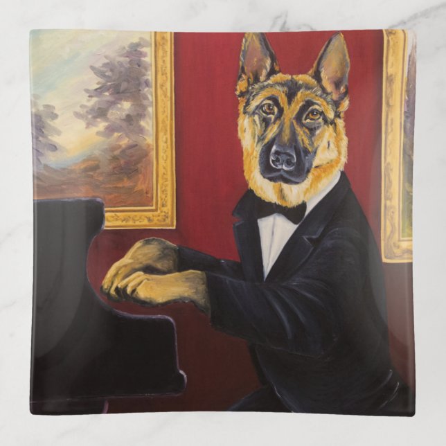 German Shepherd | Piano Waltz Trinket Tray (Front)