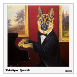 German Shepherd Piano Waltz Wall Decal
