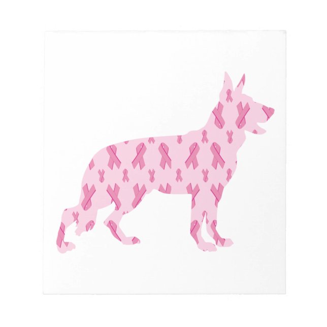 German Shepherd Pink Cancer Ribbons Notepad (Front)