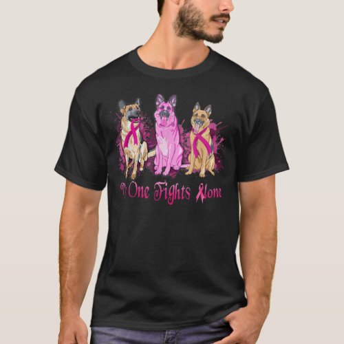 German Shepherd Pink Ribbon Breast Cancer Awarenes T_Shirt