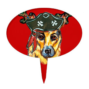 German Shepherd Pirate Cake Topper