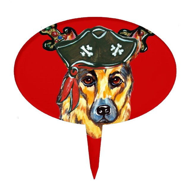 German Shepherd Pirate Cake Topper (Front)