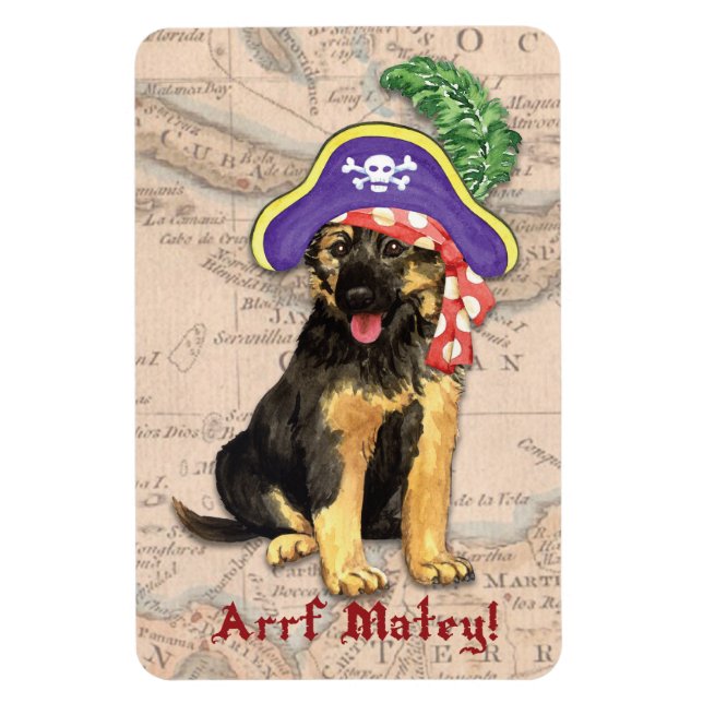 German Shepherd Pirate Magnet (Vertical)