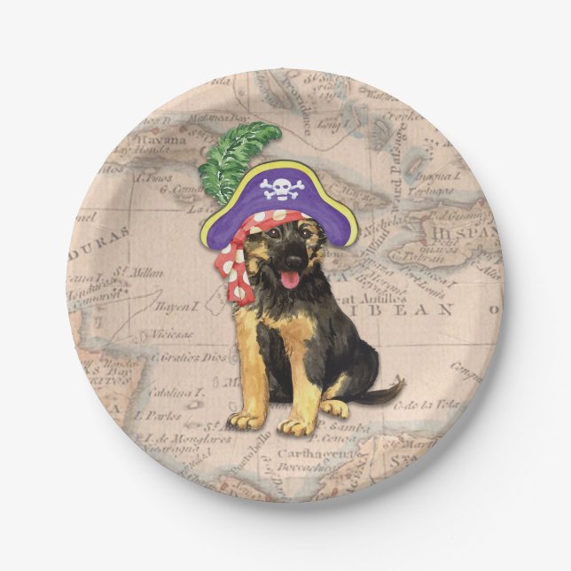 German Shepherd Pirate Paper Plates (Front)