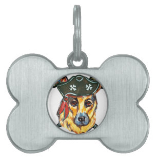 German Shepherd Pirate Pet ID Tag
