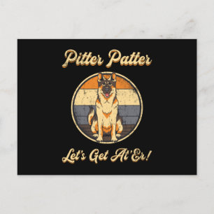 German Shepherd Pitter Patter Dog Lover Vintage Postcard
