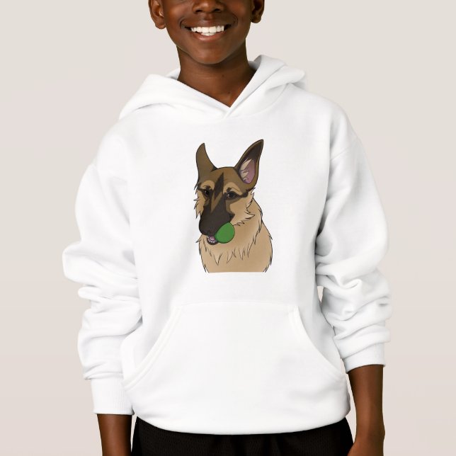 German Shepherd Play Time with Ball  Hoodie (Front)