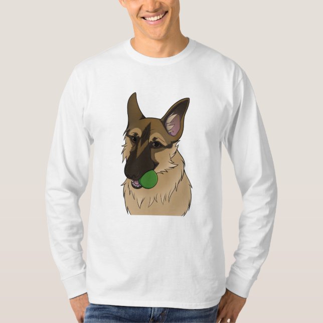 German Shepherd Play Time with Ball  T-Shirt (Front)