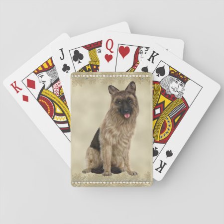 German Shepherd Playing Cards