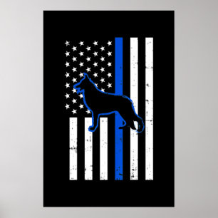 German Shepherd Police Dog K9 Patriotic Poster